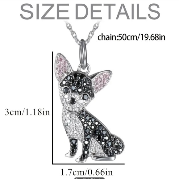 Black Chihuahua Rhinestone Necklace - Picture 7 of 7